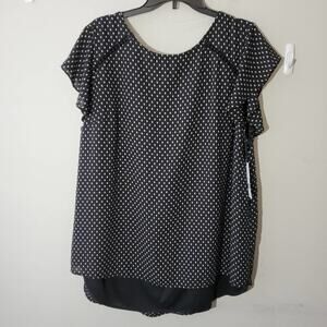 Polka dot flutter sleeve‎ peasant boho blouse plus size 2X